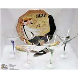 3PC SERVING SET; 4 COLORED INFUSED MARTINI