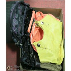 LARGE FLAT OF 7 ASSORTED PURSES/HANDBAGS