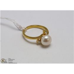 #83 FRESH WATER PEARL&CZ  RING .925 STERLING SILVER