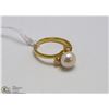 Image 1 : #83 FRESH WATER PEARL&CZ  RING .925 STERLING SILVER