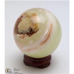 #8 GREEN ONYX SPHERE BALL + STAND