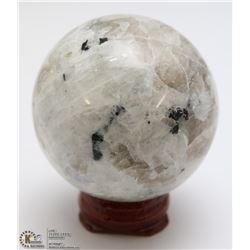 #4 NATURAL MOON STONE SPHERE BALL + STAND