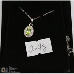 #124 GENUINE PERIDOT & CZ PENDANT NECKLACE