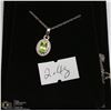 Image 1 : #124 GENUINE PERIDOT & CZ PENDANT NECKLACE