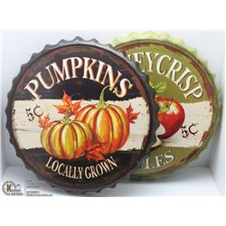 PAIR OF METAL BOTTLE CAP ADVERTISING SIGNS