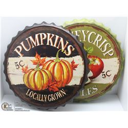 PAIR OF METAL BOTTLE CAP ADVERTISING SIGNS