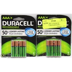 LOT OF THREE  4 PACKS OF DURACELL RECHARGEABLE