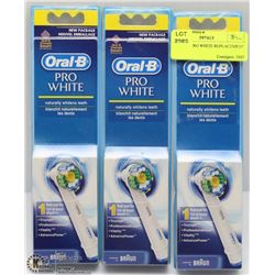 3 ORAL B PRO WHITE REPLACEMENT HEADS