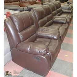 NEW BROWN LEATHERETTE RECLINING SOFA LOVE SEAT