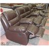 Image 2 : NEW BROWN LEATHERETTE RECLINING SOFA LOVE SEAT