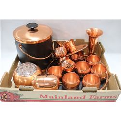 FLAT OF MISC COPPERCRAFT - CREAM & SUGAR, PIGGY