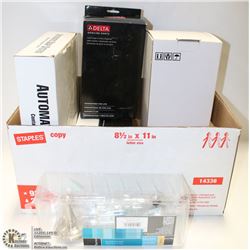 BOX OF ASSORTED BATH STUFF INCLUDING NEW SOAP