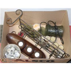 BOX W/ VOTIVES, T-LIGHTS, CANDLES, NEW