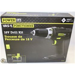 POWER IT 18V DRILL KIT INCL BATTERY AND CHARGER