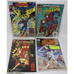 LOT OF 5 COMICS, SPIDERMAN, CATWOMAN, STAR WARS &