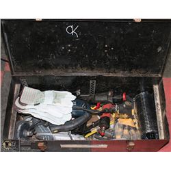 LARGE TOOL BOX WITH AIR NAILER,JIG SAW,DRILL AND