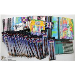 FLAT OF SCHOOL SUPPLIES,19 SCRIBBLERS,2 JOURNALS