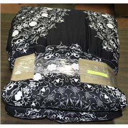 MAINSTAYS DOUBLE/QUEEN COMFORTER,BLACK WITH WHITE