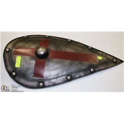 CHARCOAL & RED MEDIEVAL METAL SHIELD