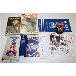 BOX W/OILER'S COLLECTIBLES INCL. OILERS