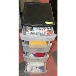 BLACK 5-TIER STORAGE CONTAINER FULL OF