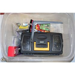 CLEAR BIN FULL OF NEW HARDWARE ITEMS