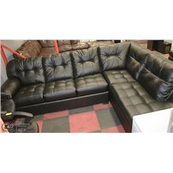 NEW 6000 BLACK LEATHERETTE CHAISE SECTIONAL
