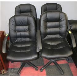 SET OF 4 BLACK LEATHERETTE HYDRAULIC LIFT OFFICE