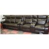 Image 1 : NEW SALEM BLACK LEATHERAIRE LOVESEAT W/CONSOLE