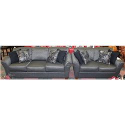 NEW 1140 GREY FABRIC SOFA WITH LOVESEAT