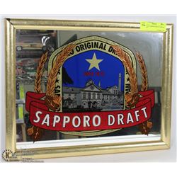 VINTAGE SAPPORO DRAFT MIRROR 13"X17"