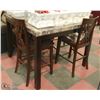Image 1 : NEW FAUX MARBLE BAR TABLE WITH 4 SOLID WOOD STOOLS