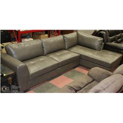 NEW GREY LEATHERETTE CHAISE SECTIONAL
