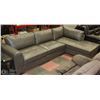 Image 1 : NEW GREY LEATHERETTE CHAISE SECTIONAL