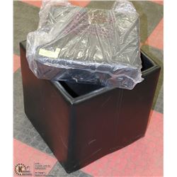 NEW LEATHER STOOL WITH STORAGE 16"X16"X16"