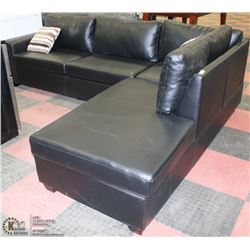 NEW THORNHILL BLACK LEATHERETTE SECTIONAL