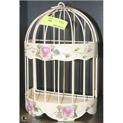 ESTATE WALL MOUNT HAND PAINTED HALF BIRD CAGE
