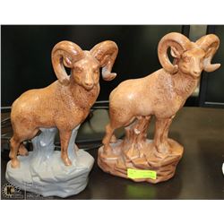 PAIR OF RAM CERAMIC ORNAMENTS