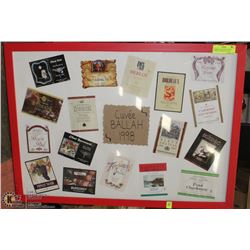FRAMED COLLECTION OF WINE LABELS CUVEE BALLAL 1998