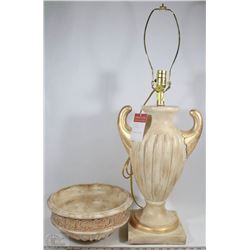 IVORY COLOR GOLD LEAF FINISH TABLE LAMP W/