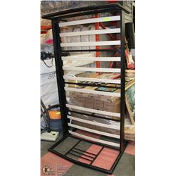 SINGLE BLACK METAL BED FRAME WITH WOOD SLATS