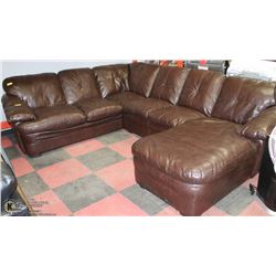 SHOWHOME 3-PC DARK BROWN LEATHER