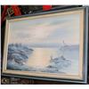Image 1 : SIGNED OIL ON CANVAS PAINTING FRAMED OF OCEAN