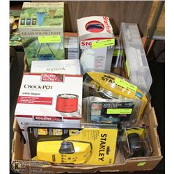 FLAT OF ASSORTED TOOLS AND KITCHEN ITEMS AND MORE