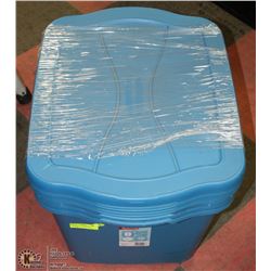 SET OF 4 BLUE RUBBERMAID STORAGE