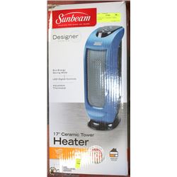 SUNBEAM 17" CERAMIC TOWER HEATER