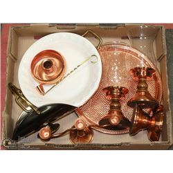 FLAT OF ASSORTED COPPERCRAFT PLATTER, CANDLE