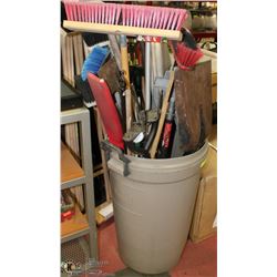 GARBAGE BIN FULL OF FULL MISC. YARD AND GARDENING