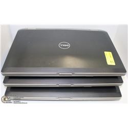 STACK OF 3 DELL LATTITUDE LAPTOPS-ONE IS MISSING