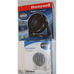 HONEYWELL AIR CIRCULATOR FAN & LIKEWISE FAN/HEATER